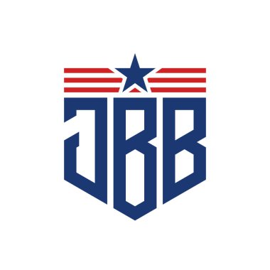 Yıldız ve Amerikan Bayrak Kayışlı Vatansever JBB logosu. ABD Bayrağı ile JBB Logosu