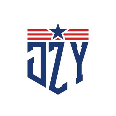 Yıldız ve Amerikan Bayrak Kayışlı Vatansever JZY logosu. ABD Bayrağı ile JZY Logosu