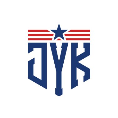 Yıldız ve Amerikan Bayrak Kayışlı Vatansever JYK logosu. ABD Bayrağı ile JYK Logosu