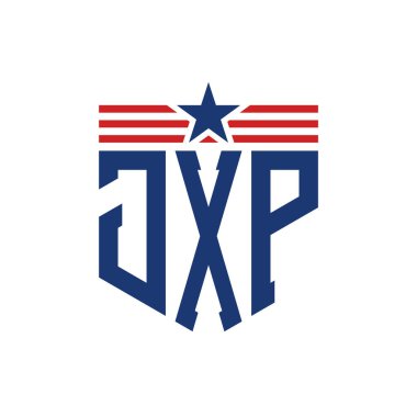 Yıldız ve Amerikan Bayrak Kayışlı Vatansever JXP logosu. ABD Bayrağı ile JXP Logosu