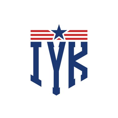 Star ve American Flag Straps 'li Vatansever IYK logosu. ABD Bayrağı ile IYK Logosu