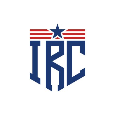 Star ve American Flag Straps 'li Vatansever IRC logosu. ABD Bayrağı ile IRC Logosu