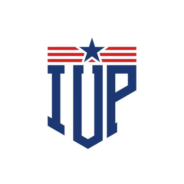 Yıldız ve Amerikan Bayrak Kayışlı Vatansever IUP logosu. USA Flag ile IUP Logosu