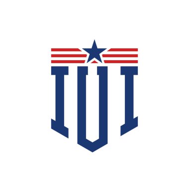 Yıldız ve Amerikan Bayrak Kayışlı Vatansever IUI logosu. USA Flag ile IUI Logosu