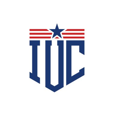 Yıldız ve Amerikan Bayrak Kayışlı Vatansever IUC logosu. USA Flag ile IUC Logosu