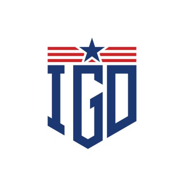 Yıldız ve Amerikan Bayrak Kayışlı Vatansever IGD logosu. ABD Bayrağı ile IGD Logosu