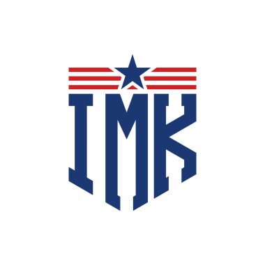 Yıldız ve Amerikan Bayrak Kayışlı Vatansever IMK logosu. USA Flag 'lı IMK Logosu