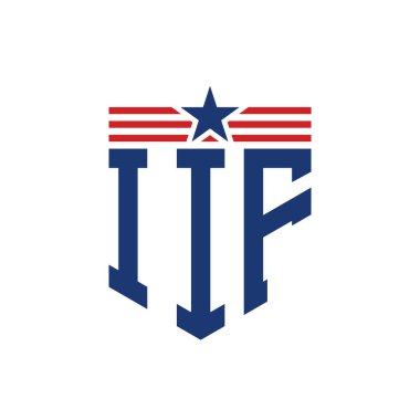 Yıldız ve Amerikan Bayrak Kayışlı Vatansever IIF logosu. ABD Bayrağı ile IIF Logosu