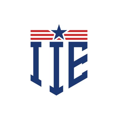 Star ve American Flag Straps 'li Vatansever IIE logosu. ABD Bayrağı ile IIE Logosu