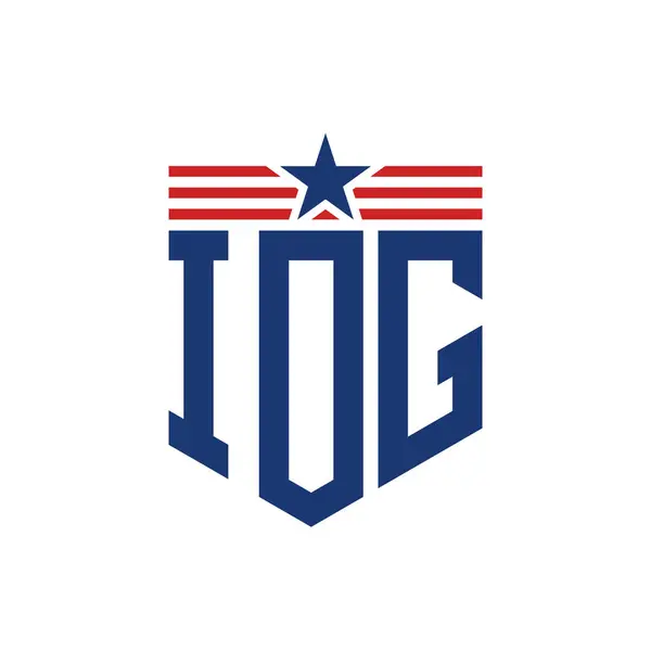 stock vector Patriotic IOG Logo with Star and American Flag Straps. Letter IOG Logo with USA Flag