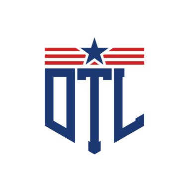 Yıldız ve Amerikan Bayrak Kayışlı Yurtsever DTL logosu. USA Flag ile DTL Logosu