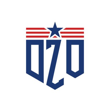 Yıldız ve Amerikan Bayrak Kayışlı Yurtsever DZO logosu. USA Flag ile DZO Logosu