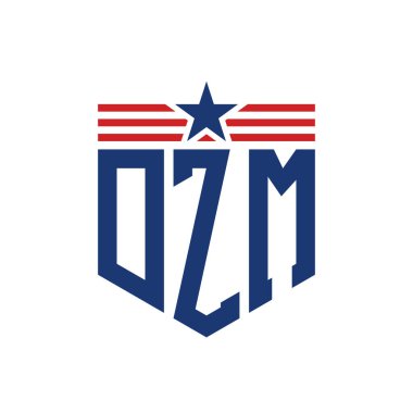 Yıldız ve Amerikan Bayrak Kayışlı Yurtsever DZM logosu. USA Flag ile DZM Logosu