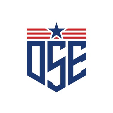 Yıldız ve Amerikan Bayrak Kayışlı Yurtsever DSE logosu. USA Flag ile Harf DSE Logosu