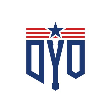 Yıldız ve Amerikan Bayrak Kayışlı Yurtsever DYO logosu. USA Flag ile DYO Logosu