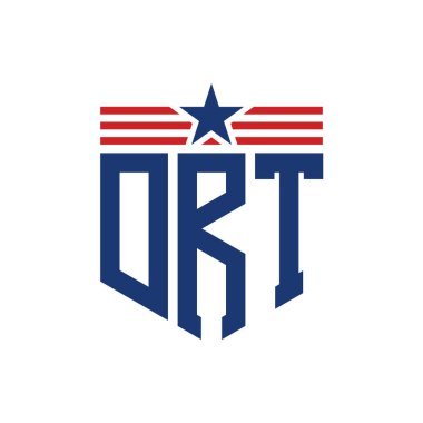 Yıldız ve Amerikan Bayrak Kayışlı Yurtsever DRT logosu. USA Flag ile DRT Logosu