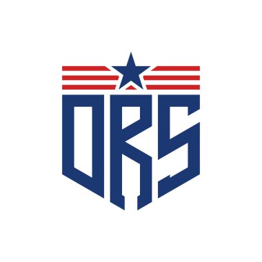 Yıldız ve Amerikan Bayrak Kayışlı Yurtsever DRS logosu. ABD Bayrağıyla DRS Logosu