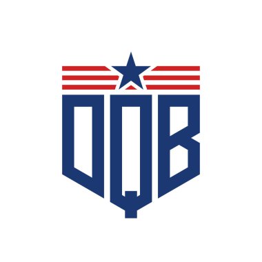 Yıldız ve Amerikan Bayrak Kayışlı Yurtsever DQB logosu. ABD Bayrağı ile DQB Logosu