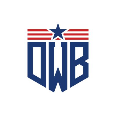 Star ve American Flag Straps 'li Vatansever DWB logosu. ABD Bayrağı ile DWB Logosu