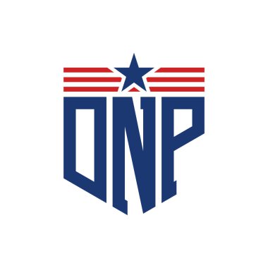 Yıldız ve Amerikan Bayrak Kayışlı Yurtsever DNP logosu. ABD Bayrağı ile DNP Logosu