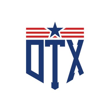 Yıldız ve Amerikan Bayrak Kayışlı Yurtsever DTX logosu. USA Flag ile DTX Logosu