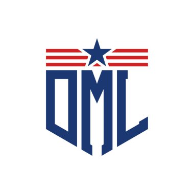 Yıldız ve Amerikan Bayrak Kayışlı Yurtsever DML logosu. USA Flag ile DML Logosu