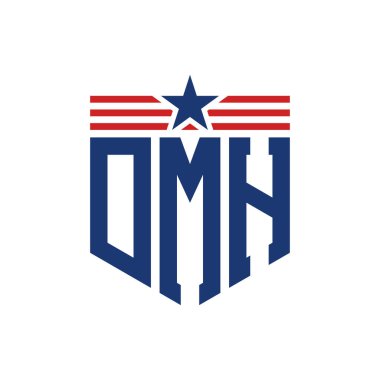 Yıldız ve Amerikan Bayrak Kayışlı Yurtsever Motorlu Taşıtlar Dairesi logosu. USA Flag ile DMH Logosu