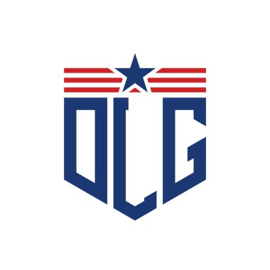 Yıldız ve Amerikan Bayrak Kayışlı Yurtsever DLG logosu. ABD Bayrağı ile DLG Logosu