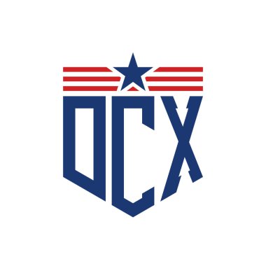 Yıldız ve Amerikan Bayrak Kayışlı Yurtsever DCX logosu. USA Flag ile DCX Logosu