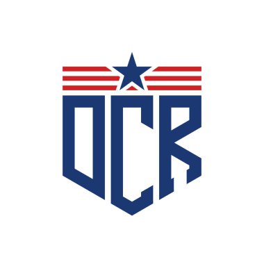 Yıldız ve Amerikan Bayrak Kayışlı Yurtsever DCR logosu. USA Flag ile DCR Logosu