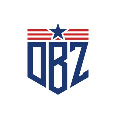 Yıldız ve Amerikan Bayrak Kayışlı Yurtsever DBZ logosu. USA Flag ile DBZ Logosu