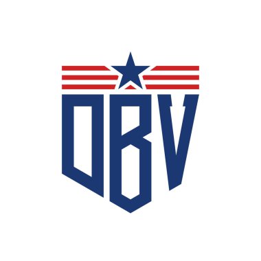 Yıldız ve Amerikan Bayrak Kayışlı Yurtsever Motorlu Taşıtlar Dairesi logosu. ABD Bayrağı ile DBV Logosu