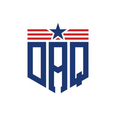 Yıldız ve Amerikan Bayrak Kayışlı Yurtsever DAQ logosu. USA Flag ile DAQ logosu