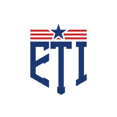 Yıldız ve Amerikan Bayrak Kayışlı Vatansever ETI logosu. USA Flag ile ETI Logosu