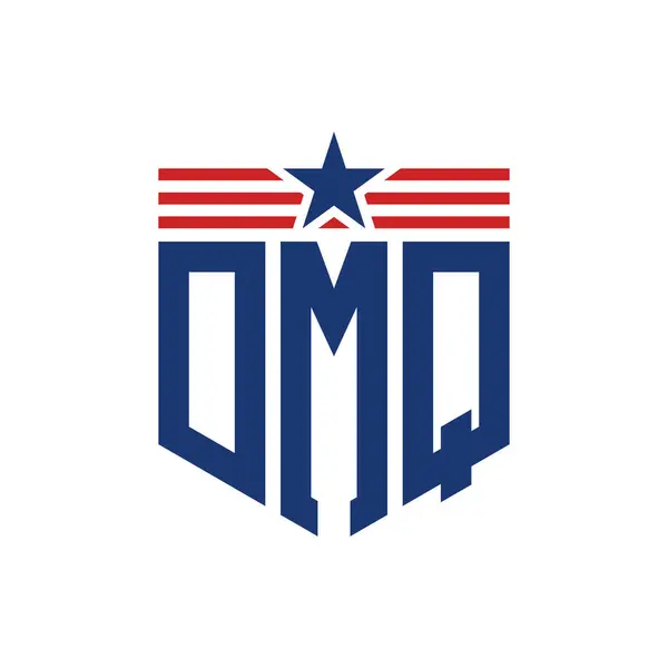 stock vector Patriotic DMQ Logo with Star and American Flag Straps. Letter DMQ Logo with USA Flag