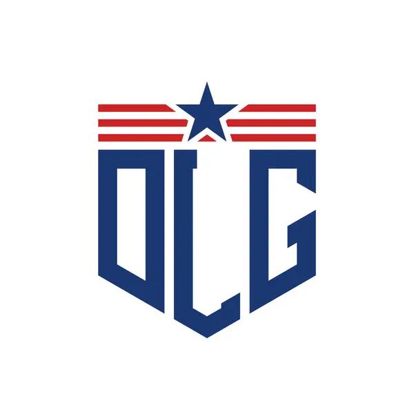 stock vector Patriotic DLG Logo with Star and American Flag Straps. Letter DLG Logo with USA Flag