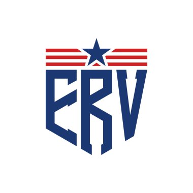 Yıldız ve Amerikan Bayrak Kayışlı Yurtsever ERV logosu. ABD Bayrağı ile ERV Logosu