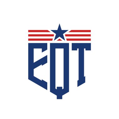 Yıldız ve Amerikan Bayrak Kayışlı Vatansever EQT logosu. ABD Bayrağı ile EQT Logosu