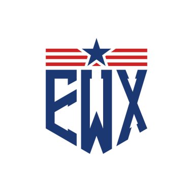 Yıldız ve Amerikan Bayrak Kayışlı Vatansever EWX logosu. USA Flag ile EWX logosu