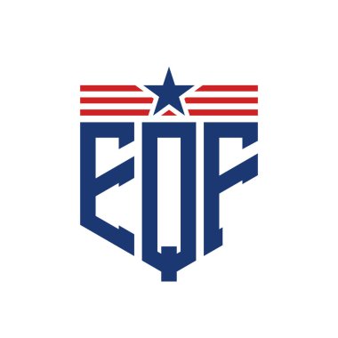 Yıldız ve Amerikan Bayrak Kayışlı Vatansever EQF logosu. ABD Bayrağı ile EQF Logosu