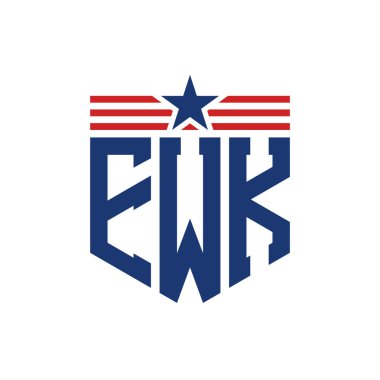 Yıldız ve Amerikan Bayrak Kayışlı Vatansever EWK logosu. USA Flag ile EWK Logosu