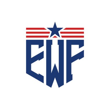 Yıldız ve Amerikan Bayrak Kayışlı Vatansever EWF logosu. USA Flag ile EWF Logosu