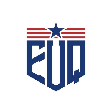 Yıldız ve Amerikan Bayrak Kayışlı Vatansever EUQ logosu. USA Flag ile EUQ Logosu