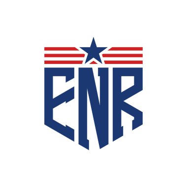 Yıldız ve Amerikan Bayrak Kayışlı Yurtsever ENR logosu. USA Flag 'lı ENR Logosu