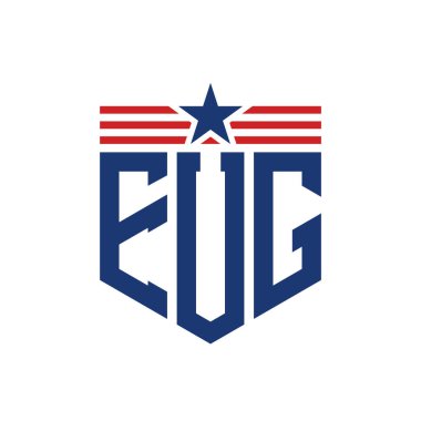 Yıldız ve Amerikan Bayrak Kayışlı Vatansever EUG logosu. USA Flag ile EUG Logosu