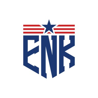 Yıldız ve Amerikan Bayrak Kayışlı Yurtsever ENK logosu. USA Flag 'lı ENK Logosu