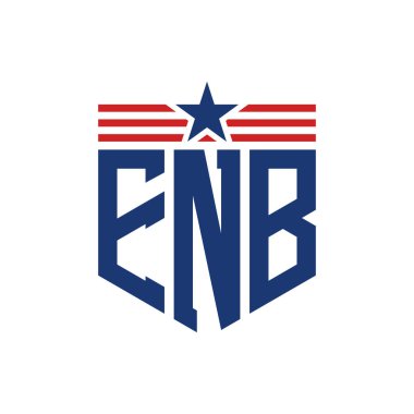 Yıldız ve Amerikan Bayrak Kayışlı Yurtsever ENB logosu. ENB logosu ABD Bayrağı ile