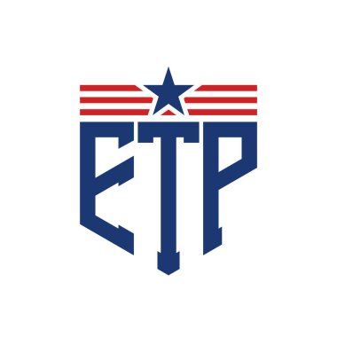 Yıldız ve Amerikan Bayrak Kayışlı Vatansever ETP logosu. USA Flag ile ETP Logosu