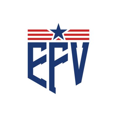 Yıldız ve Amerikan Bayrak Kayışlı Vatansever EFV logosu. ABD Bayrağı ile EFV Logosu