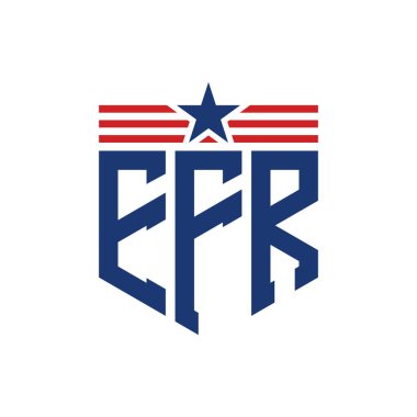 Star ve American Flag Straps 'li Vatansever EFR logosu. ABD Bayrağı ile EFR Logosu